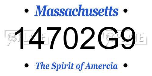 14702G9 Massachusetts License Plate