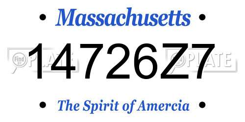 14726Z7 Massachusetts License Plate