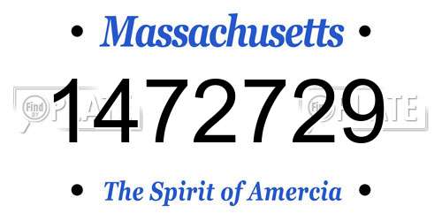 1472729 Massachusetts License Plate