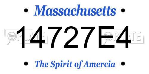 14727E4 Massachusetts License Plate
