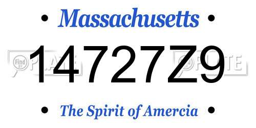 14727Z9 Massachusetts License Plate