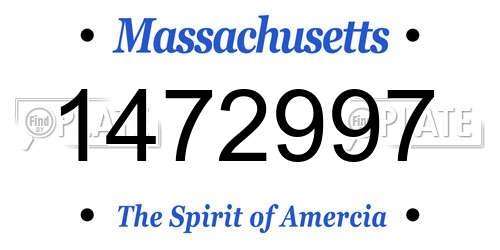 1472997 Massachusetts License Plate