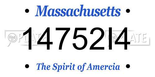 14752I4 Massachusetts License Plate