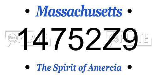 14752Z9 Massachusetts License Plate