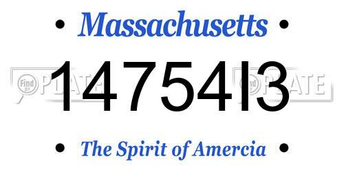 14754I3 Massachusetts License Plate