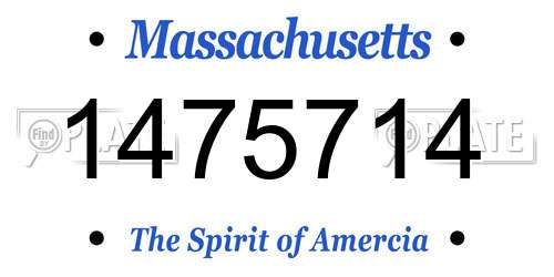 1475714 Massachusetts License Plate