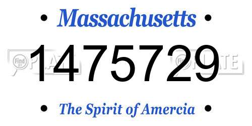 1475729 Massachusetts License Plate