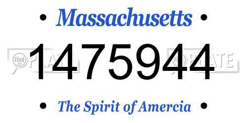 1475944 Massachusetts License Plate