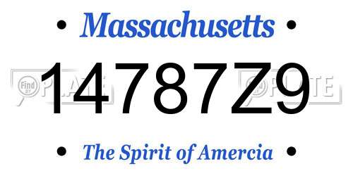 14787Z9 Massachusetts License Plate