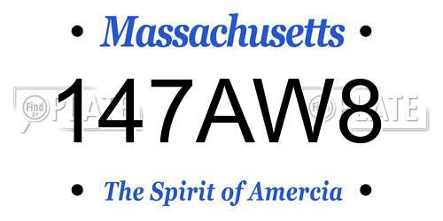 147AW8 Massachusetts License Plate