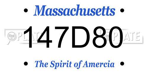 147D80 Massachusetts License Plate