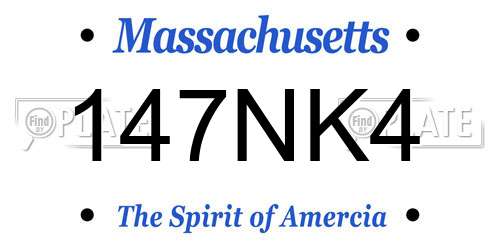 147NK4 Massachusetts License Plate