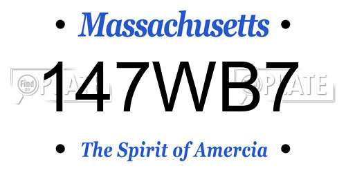 147WB7 Massachusetts License Plate