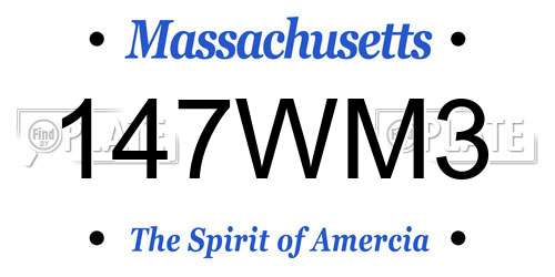 147WM3 Massachusetts License Plate