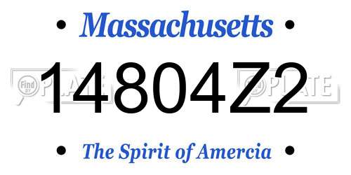 14804Z2 Massachusetts License Plate