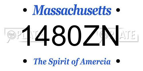 1480ZN Massachusetts License Plate