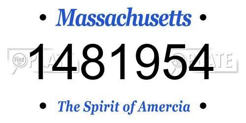 1481954 Massachusetts License Plate