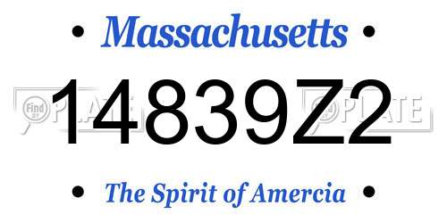 14839Z2 Massachusetts License Plate
