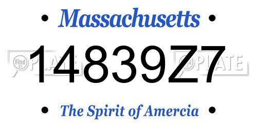 14839Z7 Massachusetts License Plate