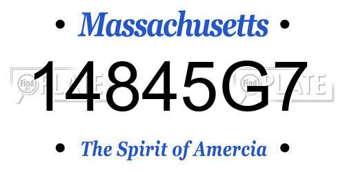 14845G7 Massachusetts License Plate