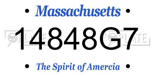 14848G7 Massachusetts License Plate
