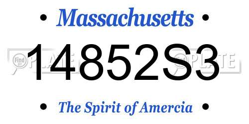 14852S3 Massachusetts License Plate