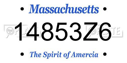 14853Z6 Massachusetts License Plate