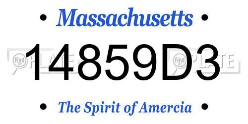 14859D3 Massachusetts License Plate