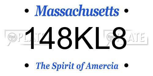 148KL8 Massachusetts License Plate