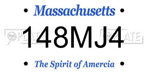 148MJ4 Massachusetts License Plate