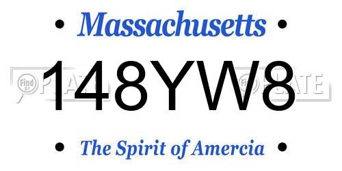 148YW8 Massachusetts License Plate
