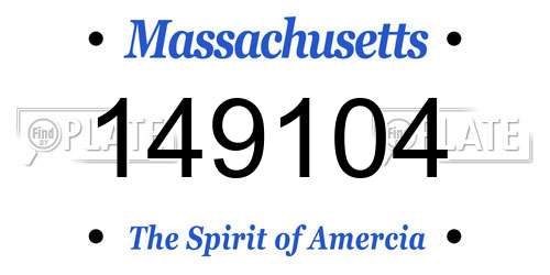 149104 Massachusetts License Plate