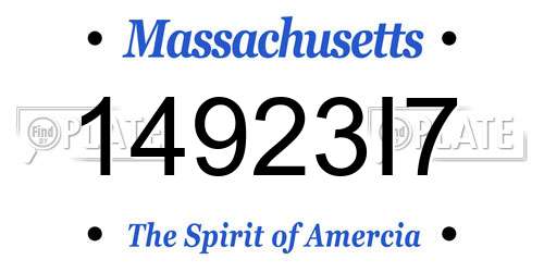 14923I7 Massachusetts License Plate
