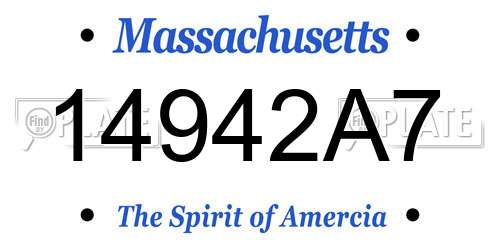 14942A7 Massachusetts License Plate
