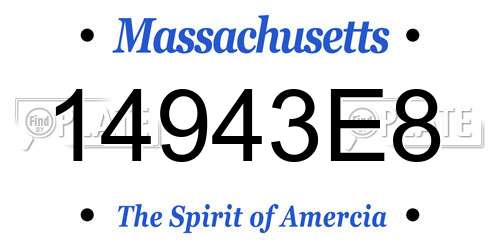 14943E8 Massachusetts License Plate