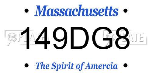 149DG8 Massachusetts License Plate