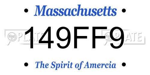 149FF9 Massachusetts License Plate