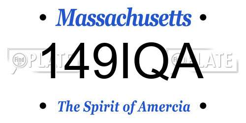 149IQA Massachusetts License Plate