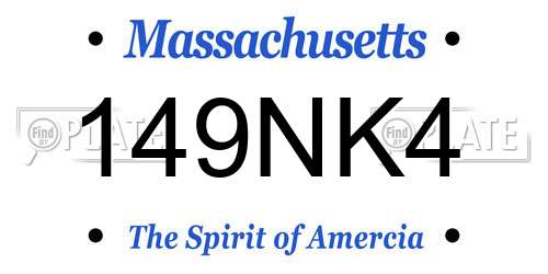 149NK4 Massachusetts License Plate