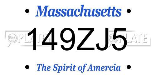 149ZJ5 Massachusetts License Plate