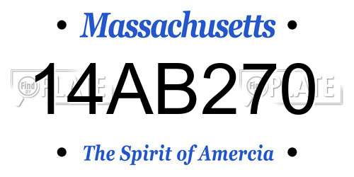 14AB270 Massachusetts License Plate