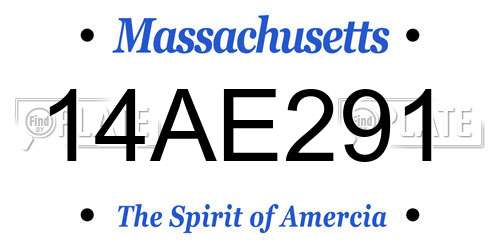 14AE291 Massachusetts License Plate