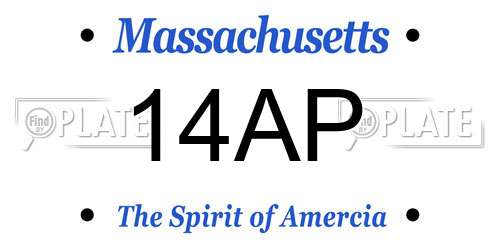 14AP Massachusetts License Plate