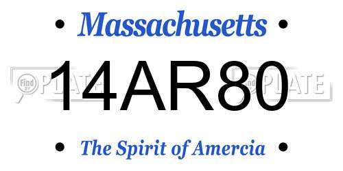 14AR80 Massachusetts License Plate