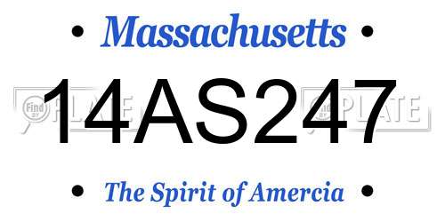 14AS247 Massachusetts License Plate