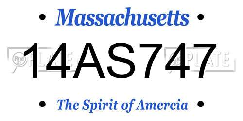14AS747 Massachusetts License Plate