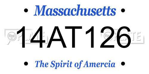 14AT126 Massachusetts License Plate