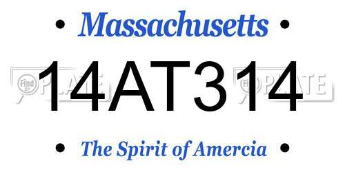 14AT314 Massachusetts License Plate