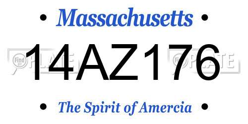 14AZ176 Massachusetts License Plate