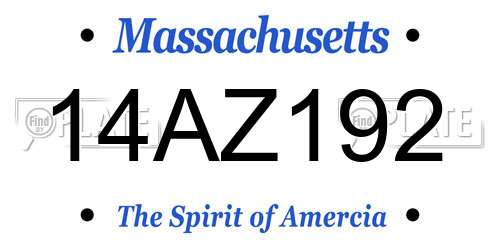 14AZ192 Massachusetts License Plate
